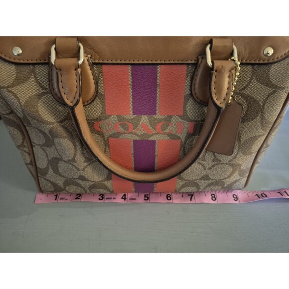 COACH F38312 VARISTY STRIPE MINI BENNETT SATCHEL X-BODY Purse Bag - Picture 12 of 16